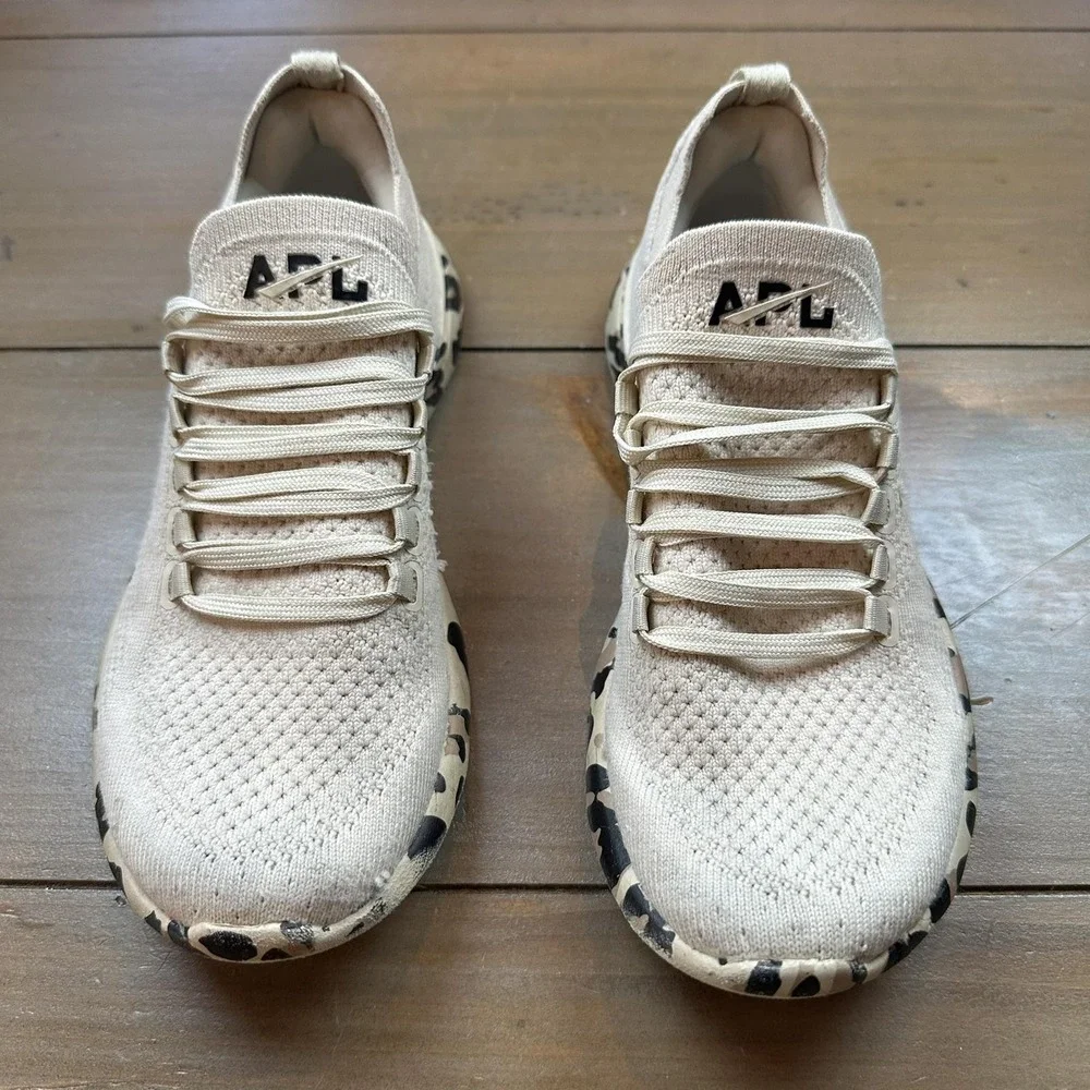 APL TechLoom Breeze Shoes Womens Size 5 Beige Leopard Running‎ Knit Sneakers